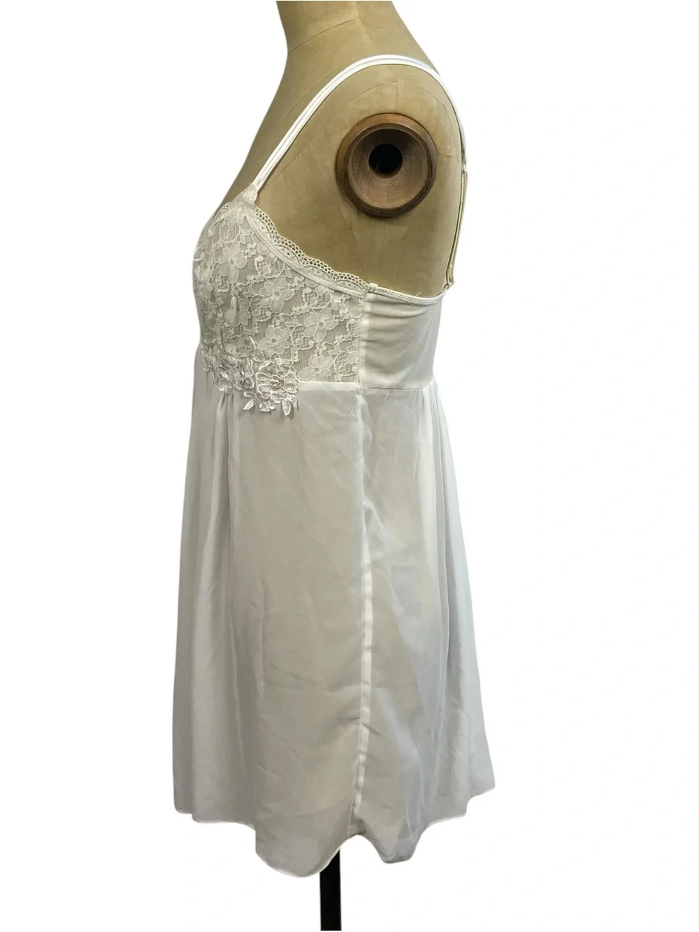 In Bloom Lace Nightie Dress SM White Chiffon Romantic Sequin Lingerie Embellish - Picture 10 of 14